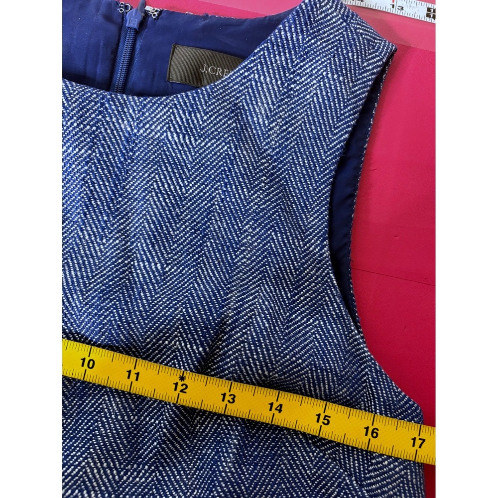 J. CREW Womens Blue Herringbone Layered Sleeveless Sheath Dress 4 Preppy Office - Picture 7 of 13
